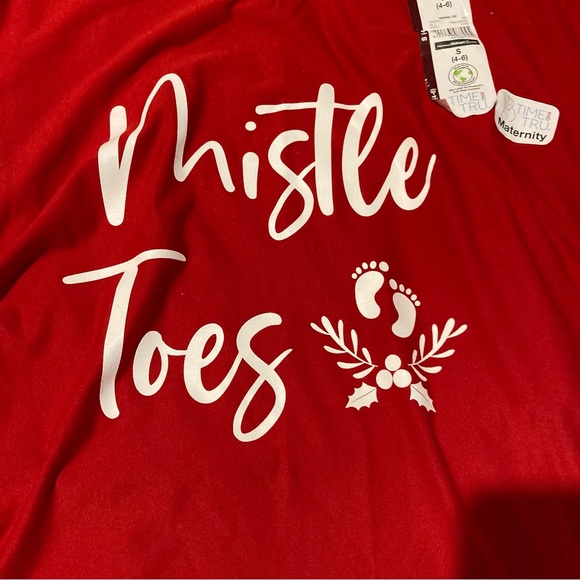 CHRISTMAS MATERNITY TOP "MISTLE TOE" RED  SIZE SMALL NWT - Picture 2 of 6